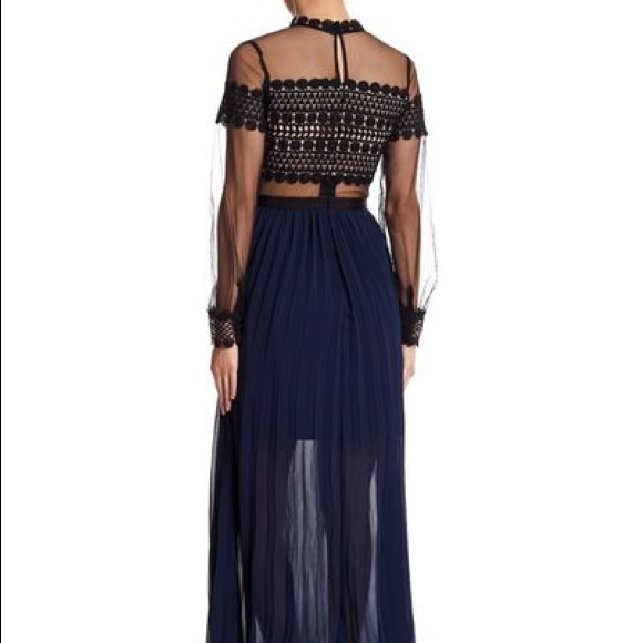 Endless Rose Crochet Lace & Pleated Maxi Dress NWT - Picture 2 of 8